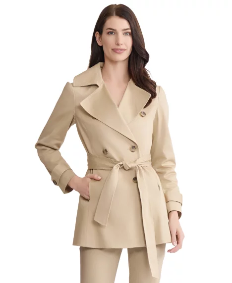 Petite Double Breasted Trench Jacket - Jones Khaki