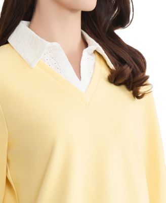 Petite Long-Sleeve Twofer Top