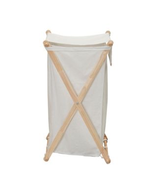 X-Frame Wood Laundry Hamper, Folding Wood Frame with Washable Poly-Cotton Bag