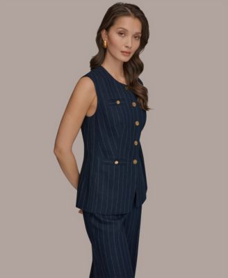 Women's Sleeveless Pinstripe Vest