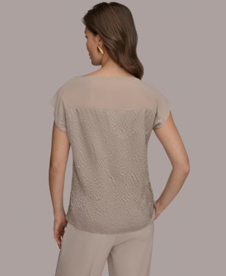 Women's Mixed Media Extended Shoulder Top