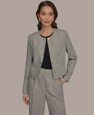 Women's Button-Front Cropped Jacket
