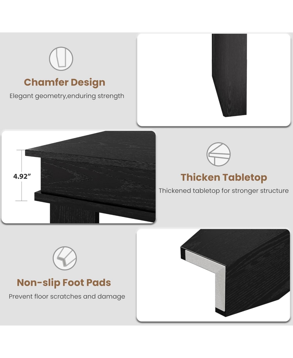 gaomon Kitchen Table Farmhouse Dining Table for 6-8 People Long Black Kitchen Tables