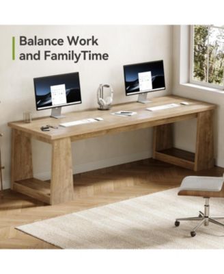 86.6" Two Person Office Desk Computer Desk, Gaming Double Desks for 2 People, Wood Large Writing Table, Home Office Workstation for 2