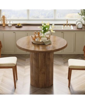 31.5-Inch Round Dining Table for 2-4 People, Small Kitchen Table with Sturdy Base for Dining Room, Living Room (Only Table)