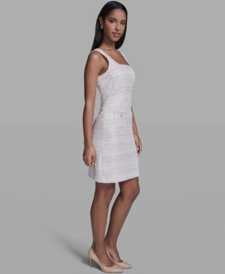 Women's Metallic A-Line Square Neck Dress