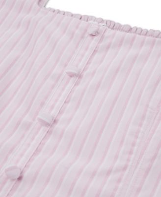 Girls' Faux Button Square Neck Mini Dress