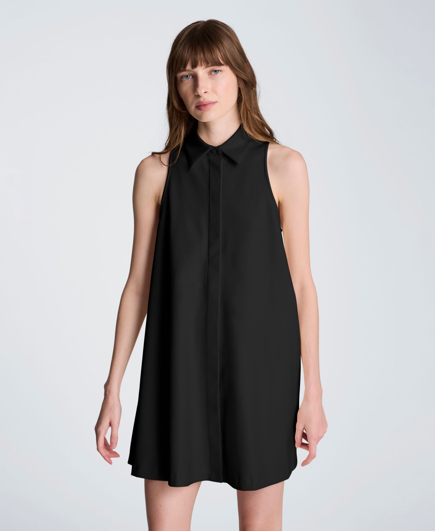 Women's Halter Collared Shirt Swing Dress