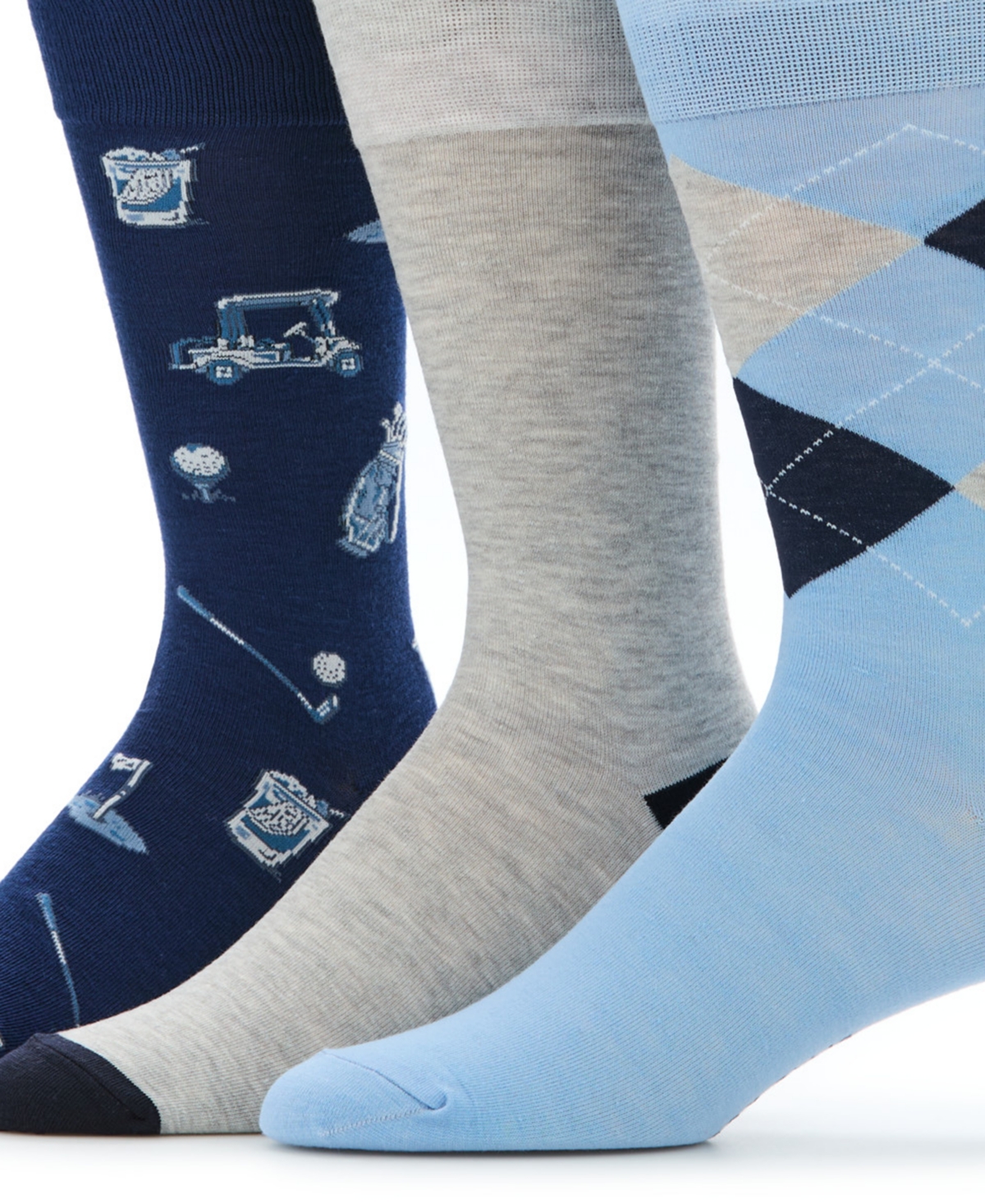 Perry Ellis Portfolio Men's Patterned Golf Socks, 3-Pack