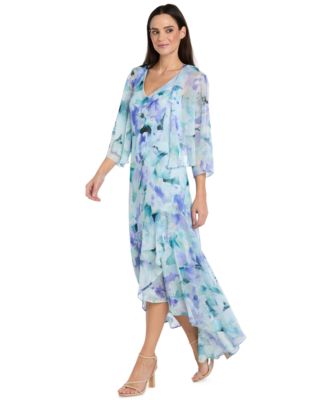 Women’s Printed 3/4-Length Sleeve Jacket and Maxi Dress, 2 Piece Set