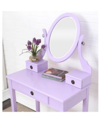 Streamdale Moniys Wood Moniya Makeup Vanity Table and Stool Set, Purple