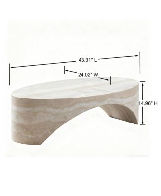 The oval natural marble coffee table side table in the living room