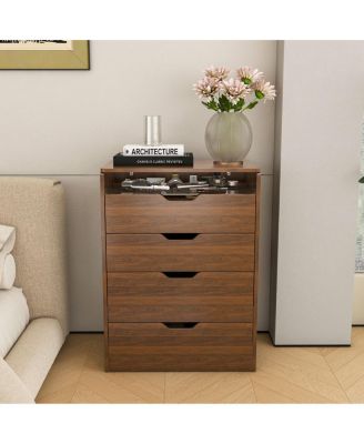 Streamdale 3-in-1 Vanity Desk with Lighted Mirror & Stool, Flip Top Makeup Dressing Table (Walnut