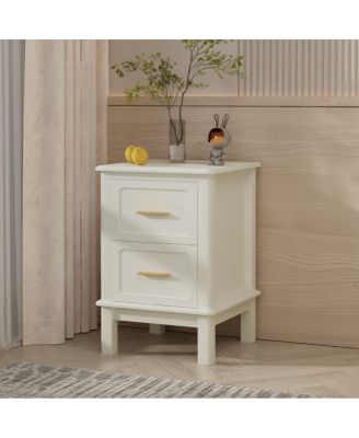  Modern 2-Drawer Nightstand with Gold Handles