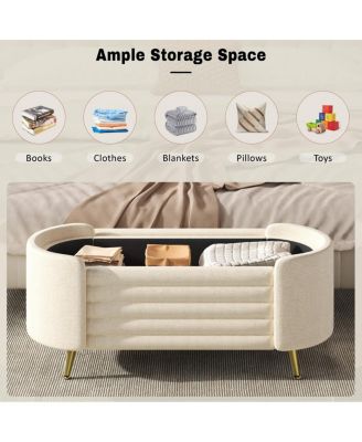 Modern Storage Ottoman Upholstered Bench for Living Room, Bedroom