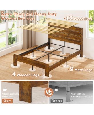 Queen Bed Frame with Storage, LED, Charging Station