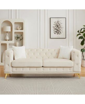 Streamdale Modern Luxury Velvet Sofa with Chesterfield Quilted Accents & Pillows