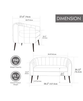 Streamdale Green Chenille Mini Loveseat Accent Couch with Metal Legs
