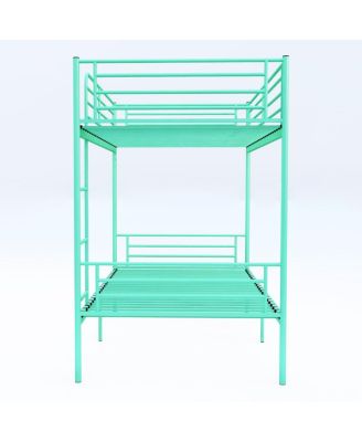 Metal Twin Over Twin Bunk Bed with Ladder, Guardrail, Storage, Noise-Free