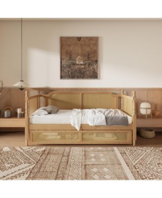 Antique Walnut Twin Daybed with Drawers for Space-Saving