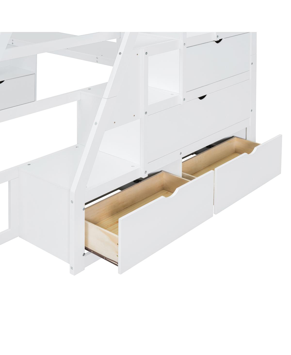 Streamdale Furniture Loft Bed with 7 Drawers 2 Shelves and Desk