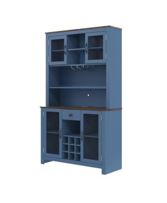 70.9" Navy Blue Kitchen Pantry Storage Cabinet with Doors & Shelves