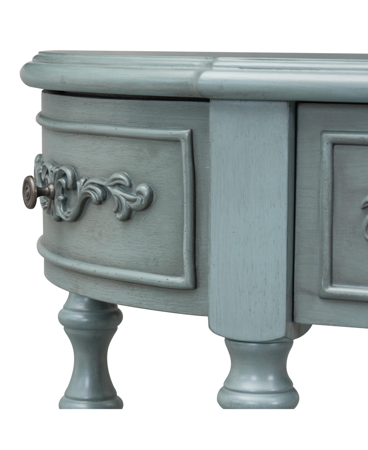 52''Modern and Contemporary Curved Console Table Sofa Entryway for Hallway Living Room with 4 Drawers 1 Shelf