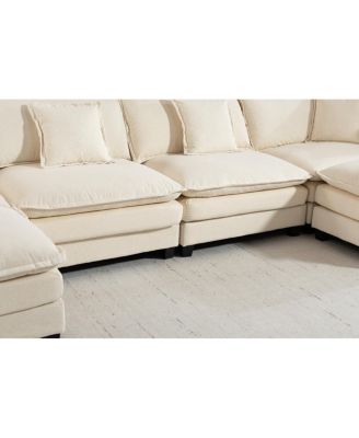 Modern 4-Seat Sectional Sofa with 2 Ottomans & Pillows, 149.61