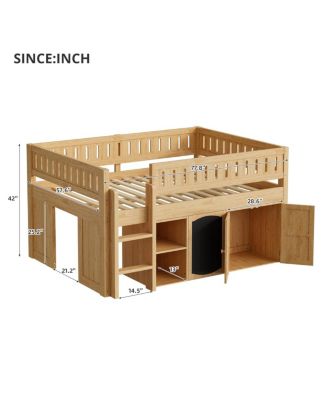 Loft Bed with Storage Cabinet and Chalkboard Panel