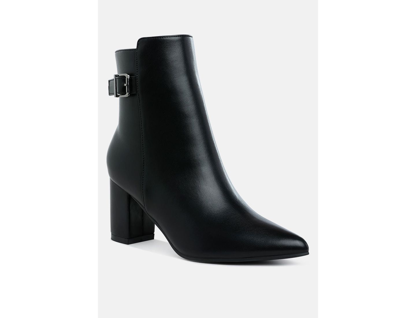 Женские ботинки London Rag Conchos Belt Detail Block Heel, цвет: Чёрный гладкий — фото 5