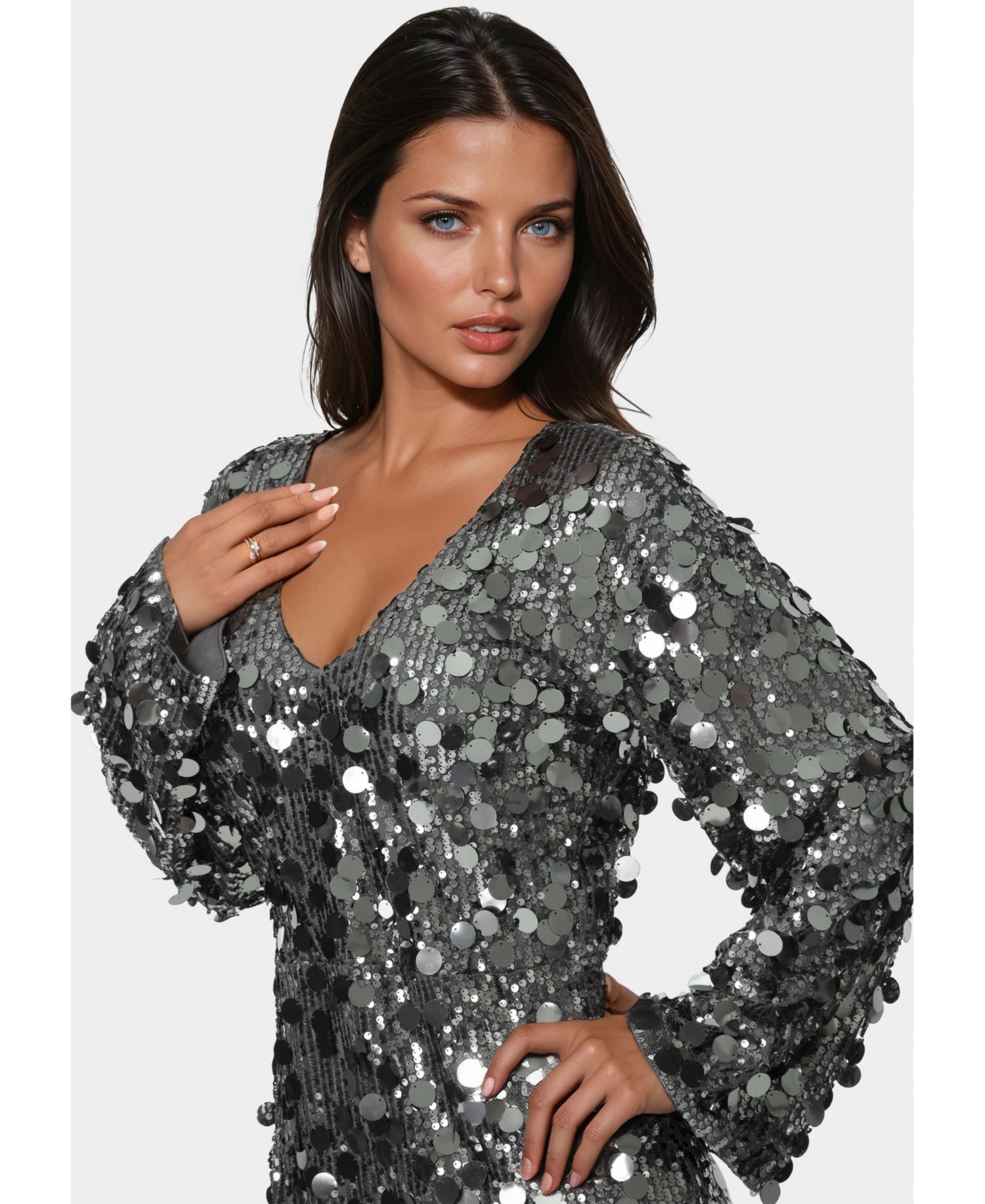 Women's Beaded Dolman Sleeve Mini Dress