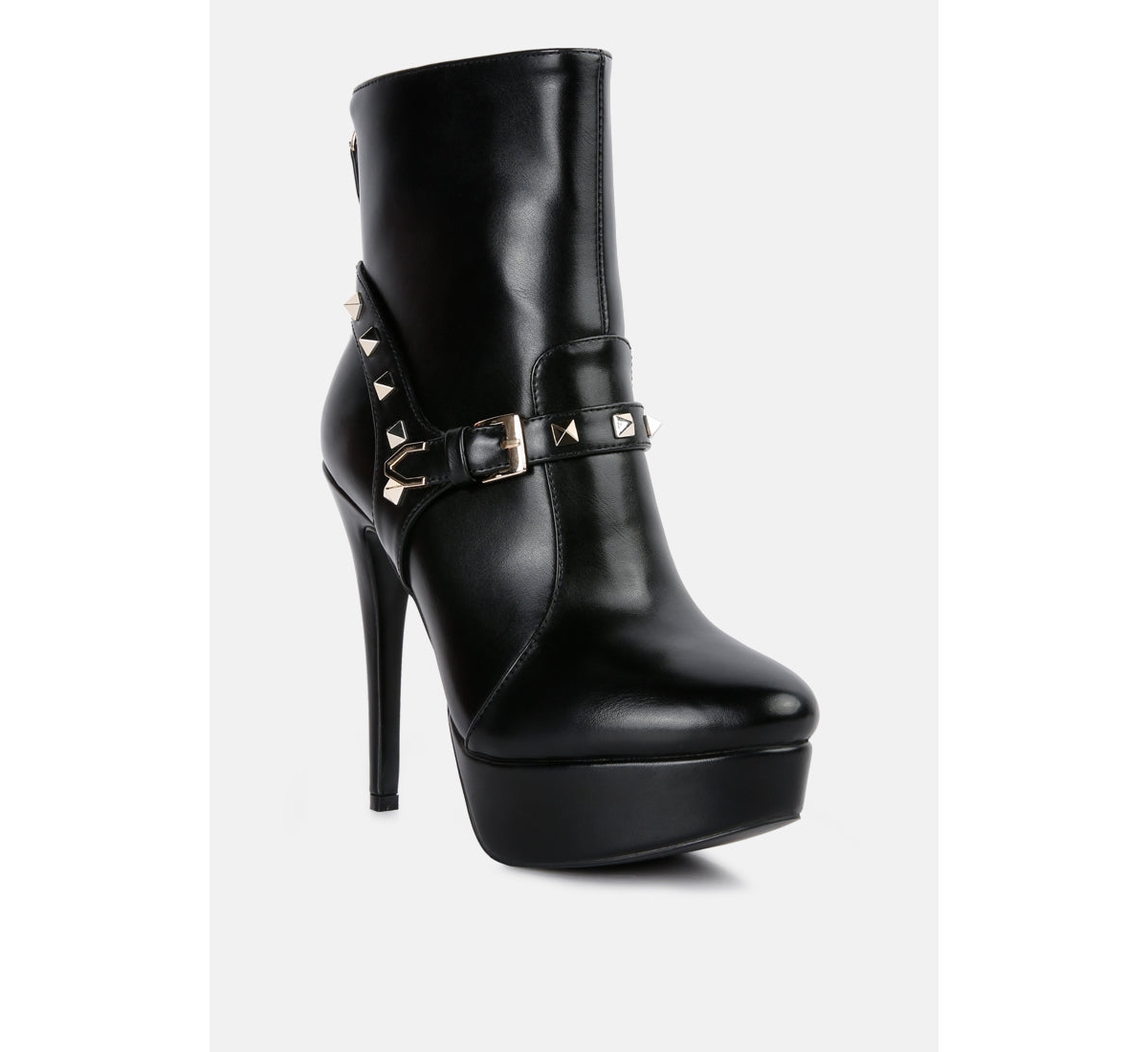 Dejang Metal Stud Embellished Faux Leather Ankle Boot