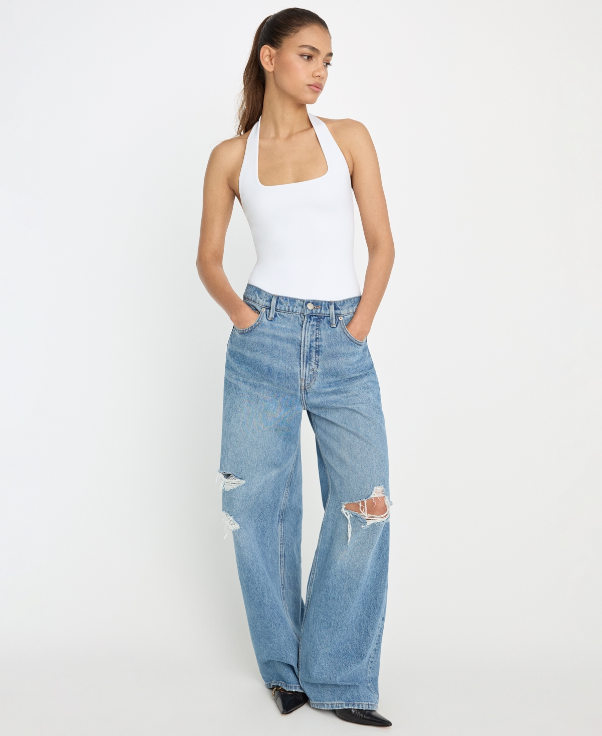 Good American Women's Halter Square Neck Bodysuit