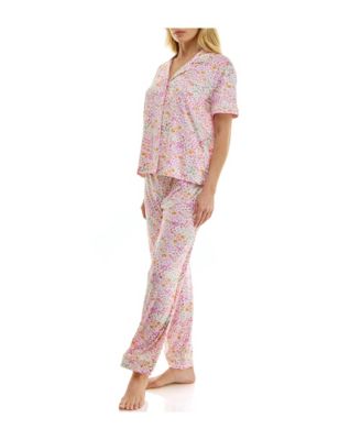 Women's Short-Sleeve Shirt and Pants, 2-Piece Pajama Set