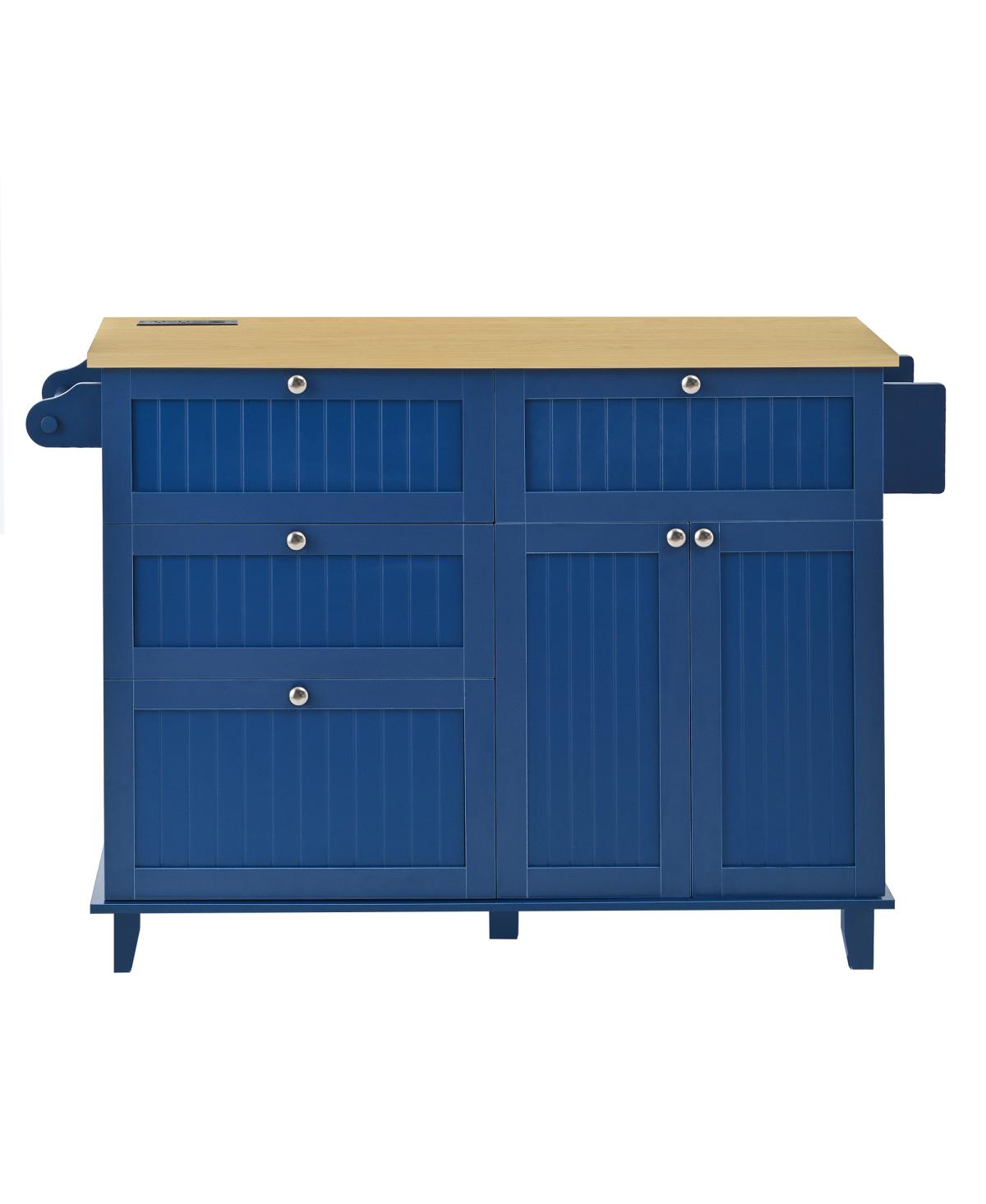 Streamdale Furniture Farmhouse Kitchen Island with Drop Leaf, Storage
