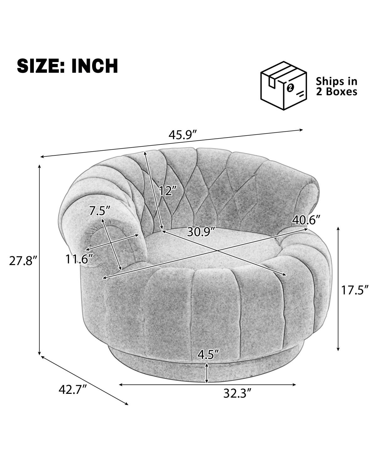 Streamdale Furniture Swivel Accent Chair 360° Round Club for Living Room/Bedroom