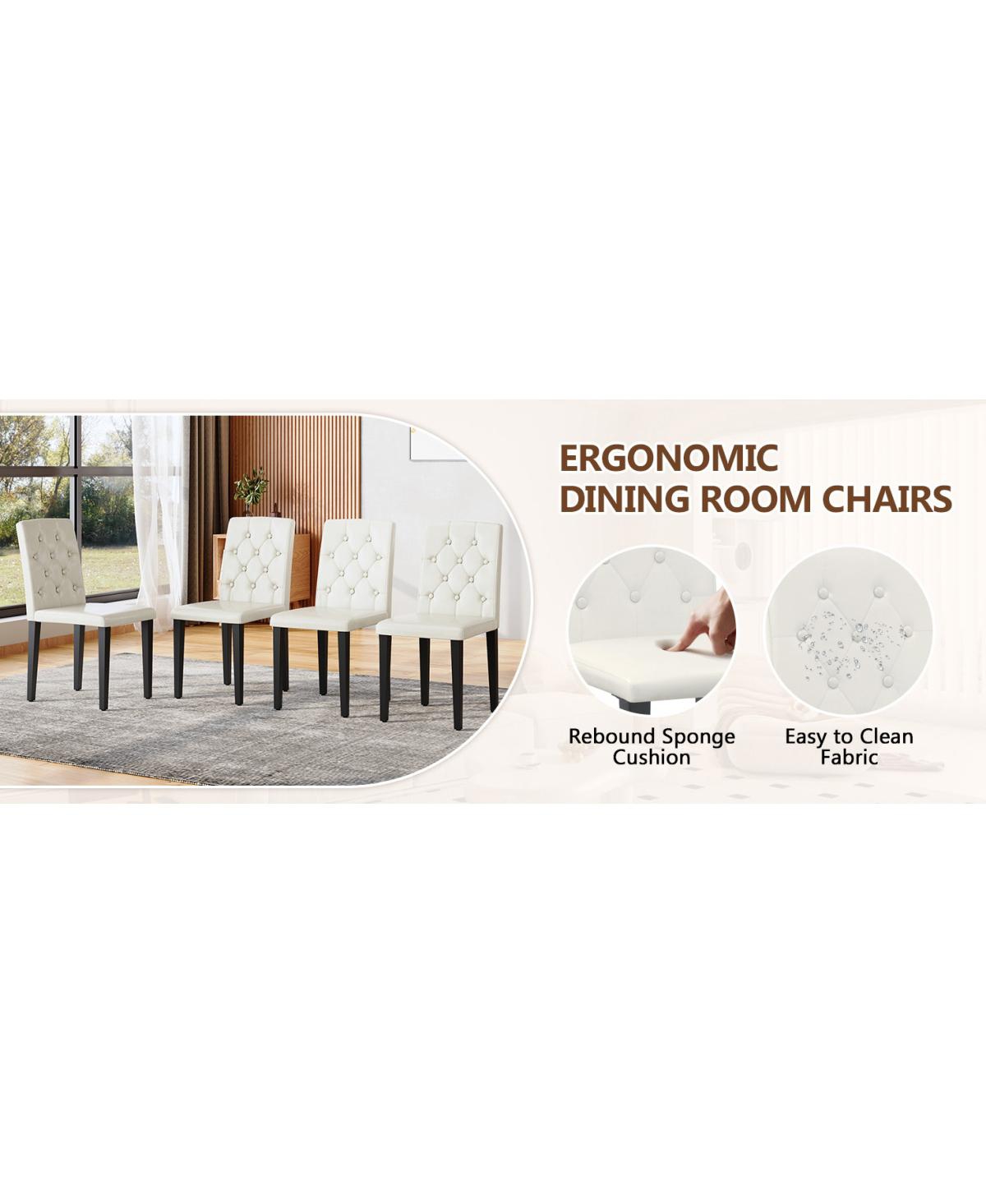 Streamdale Furniture Walnut Dining Table (71") with 8 White Pu Chairs