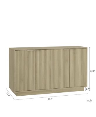 Wood Modern Buffet Cabinet with Storage, Fluted Sideboard, Credenza, Accent Cabinet