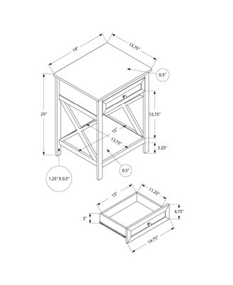 Antique White Key West End Table, Washed 19" x 15.75" x 25