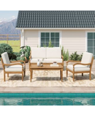 Acacia Classic Outdoor Coffee Table for Conversation Set, Natural Finish