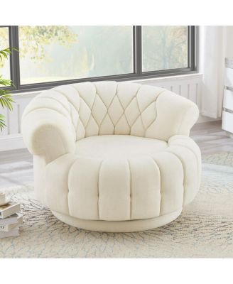 Swivel Accent Chair 360° Round Club Chair for Living Room/Bedroom