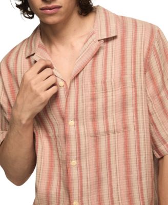 Men's Retro Stripe Camp Collar Short-Sleeve