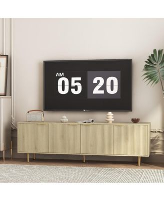 Streamdale Wood Modern TV Stand Fluted 68", Entertainment Center with Storage Doors, Media Cabinet