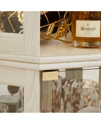Streamdale Corner Glass Cabinet Lighted Curio Display Case for Living Room, Antique White.