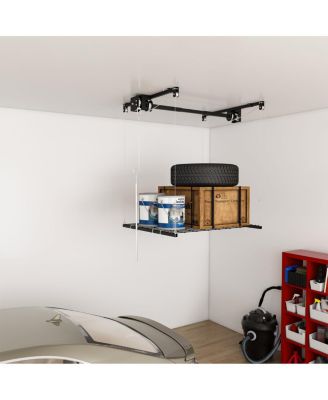 Overhead Garage Storage Rack 4x4 FT, 250LBS Capacity, All-Steel, Safety Lock