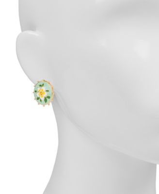 Gold-Tone Cloisonne Collection Button Post Earrings