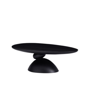 47.27 Inches Oval Coffee Table with Sculptural Base for Living Room and Apartment