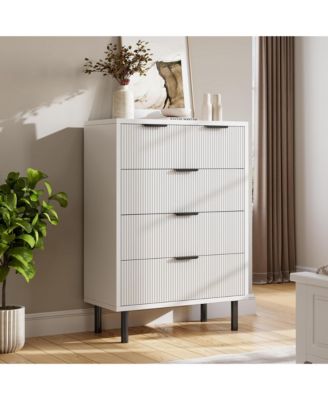 Wave Fluted 5 Drawer Dresser, 38'' Tall Chest of Drawers with Anti-Tipping Device