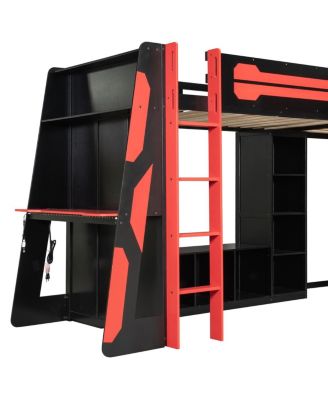 L-Shaped Twin Gaming Bed Frame w/ RGB, USB, TV Stand, Storage, Reversible