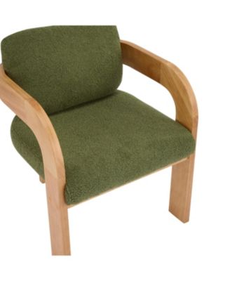 Green Boucle Dining Chairs - Natural Wood Frame (2-Pack)